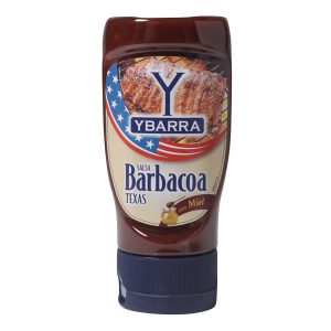 Bote de salsa Texas Barbacoa Ybarra 250ml boca-abajo