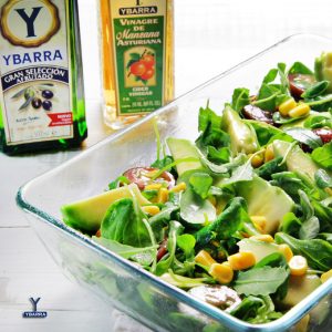 ensalada aguacate rúcula canónigo vinagre manzana