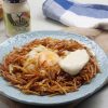 receta de fideos-huevo-salsa-alioli hecha con Bote de salsa AliOli Ybarra 225ml