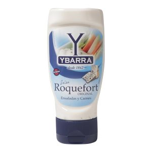 Bote de salsa Roquefort Ybarra 300ml boca-abajo