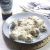 receta de solomillo-champinones-salsa hecha con el Bote de salsa Roquefort Ybarra 300ml