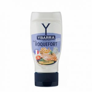 Bote de salsa Roquefort Ybarra 300ml boca-abajo