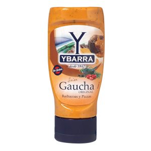 Bote de salsa Gaucha Ybarra 300ml boca-abajo