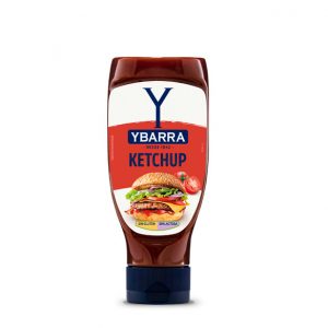 Bote de Kétchup Ybarra 560gr boca-abajo