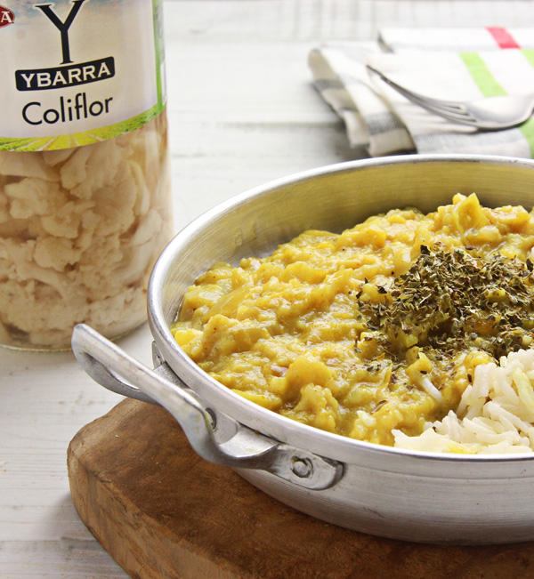 receta de coliflor-curry hecha con el tarro de coliflor ybarra