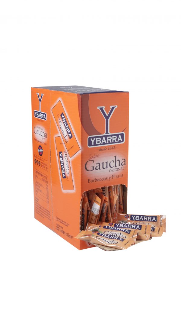 Caja de SALSA GAUCHA en sobres monodosis Ybarra para restaurantes bares
