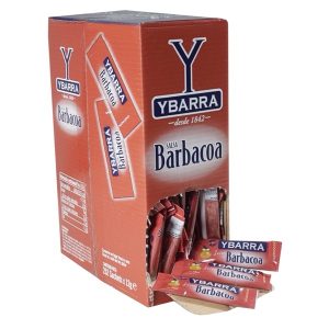 Caja de SALSA BARBACOA en sobres monodosis Ybarra para restaurantes bares