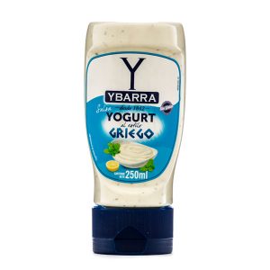Bote de salsa de yogurt al estilo griego 250ml boca-abajo